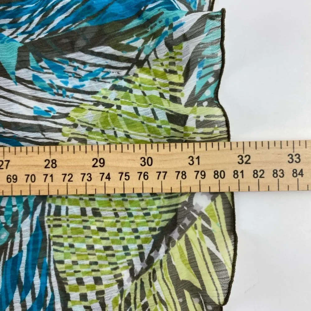 Ruby Rd Petite Maxi/Midi Skirt 10P Green Multi Floral Sheer Overlay Lined Flowy